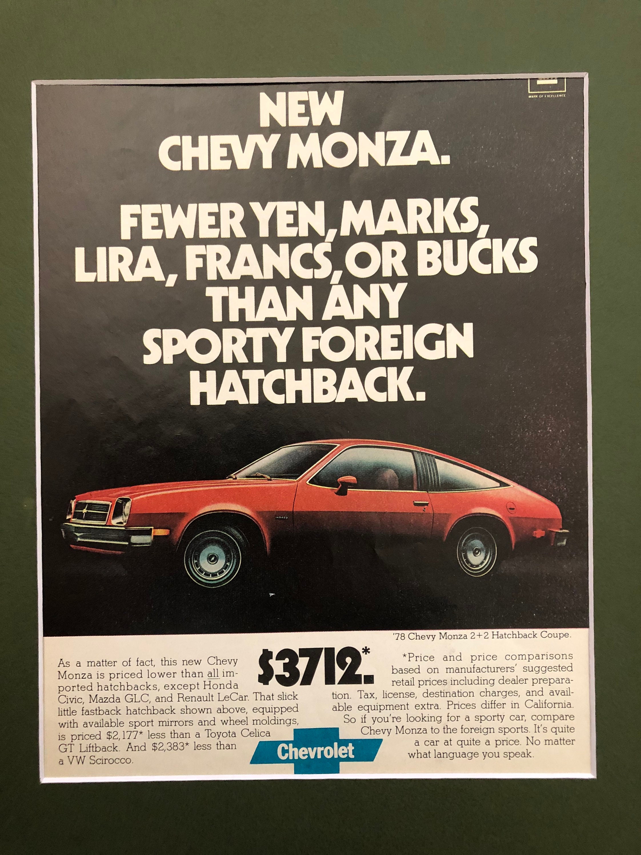 1970's Chevy Monza print advertisement, image size:2244x2992