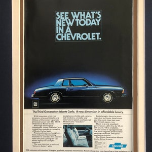 1970's Chevy Monte Carlo 3rd Generation Print advertisement