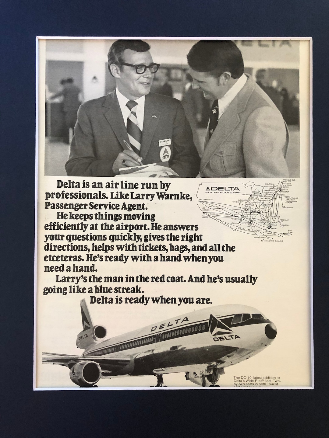 1970's Delta Air Line Passenger Service Agent Larry Warnke ...