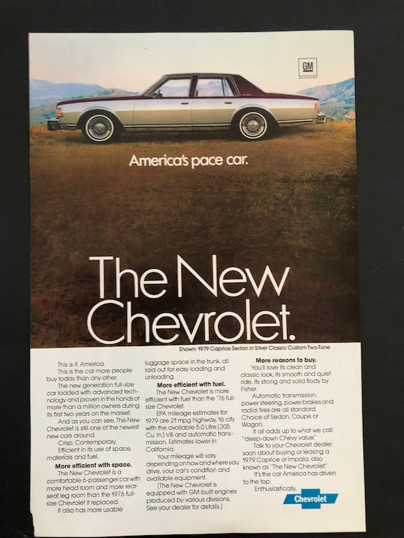 1970's Chevy Caprice Advertisement Looks and rides like twice the price