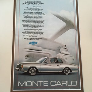 1970's Chevy Monte Carlo print advertisement "Indulge yourself.  In a new Monte Carlo"