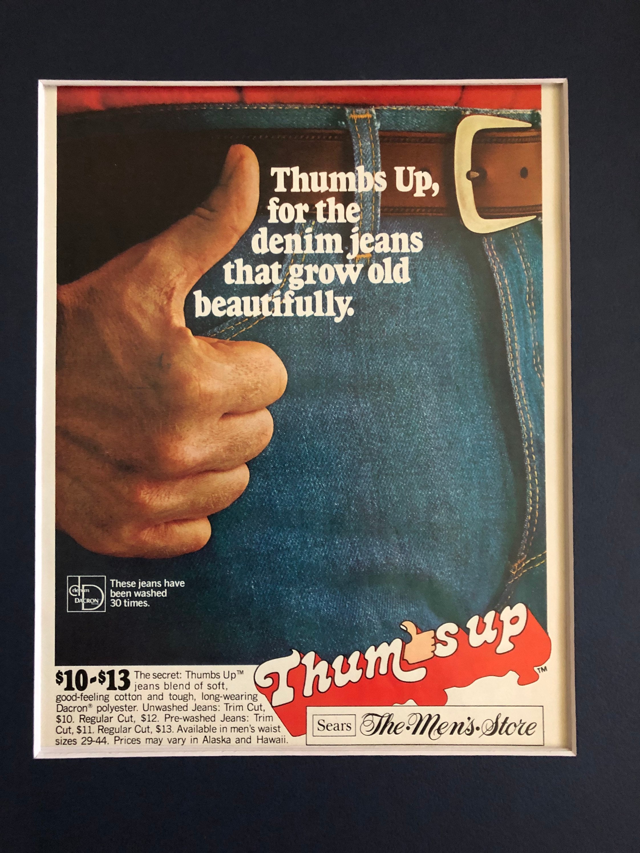 70's Sears Thumbs up Jeans Print Advertisement - Etsy