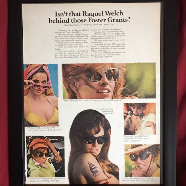 60’s Raquel Welch Foster Grants 11 x 14 original print advertisement