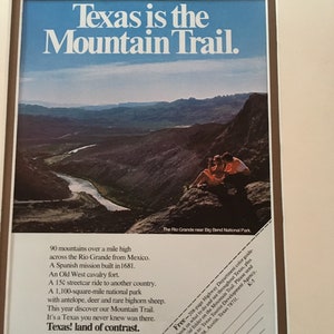 1970's Texas tourism advertisement Texas is the Mountain Trail image 2