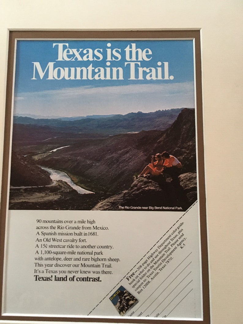 1970's Texas tourism advertisement Texas is the Mountain Trail image 2