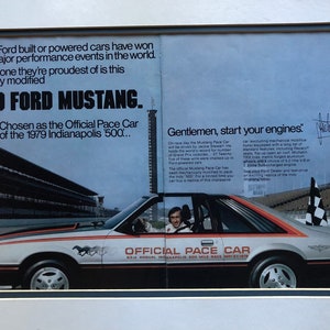 1970&#39;s Ford Mustang Print Advertisement &quot;Official Pace Car Indy 500&quot; Jackie Stewart