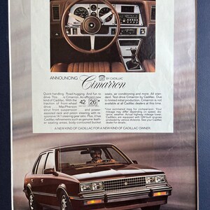 1980's Cadillac Cimarron original print Advertisement