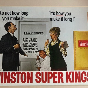 1960&#39;s R.J. Reynolds Tobacco Winston Super Kings Print Advertisement &quot;It&#39;s not how long you make it, It&#39;s how you make it long&quot;