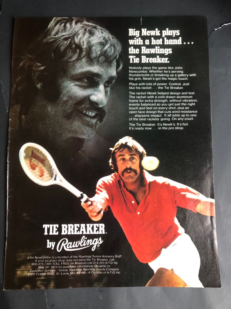 1970's Rawlings Tie Breaker John Newcombe Advertisement image 2