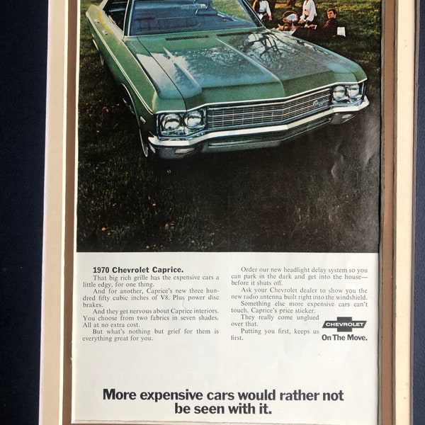 1970's Chevy Caprice print advertisement "More expensive cars would rather not be seen with it"