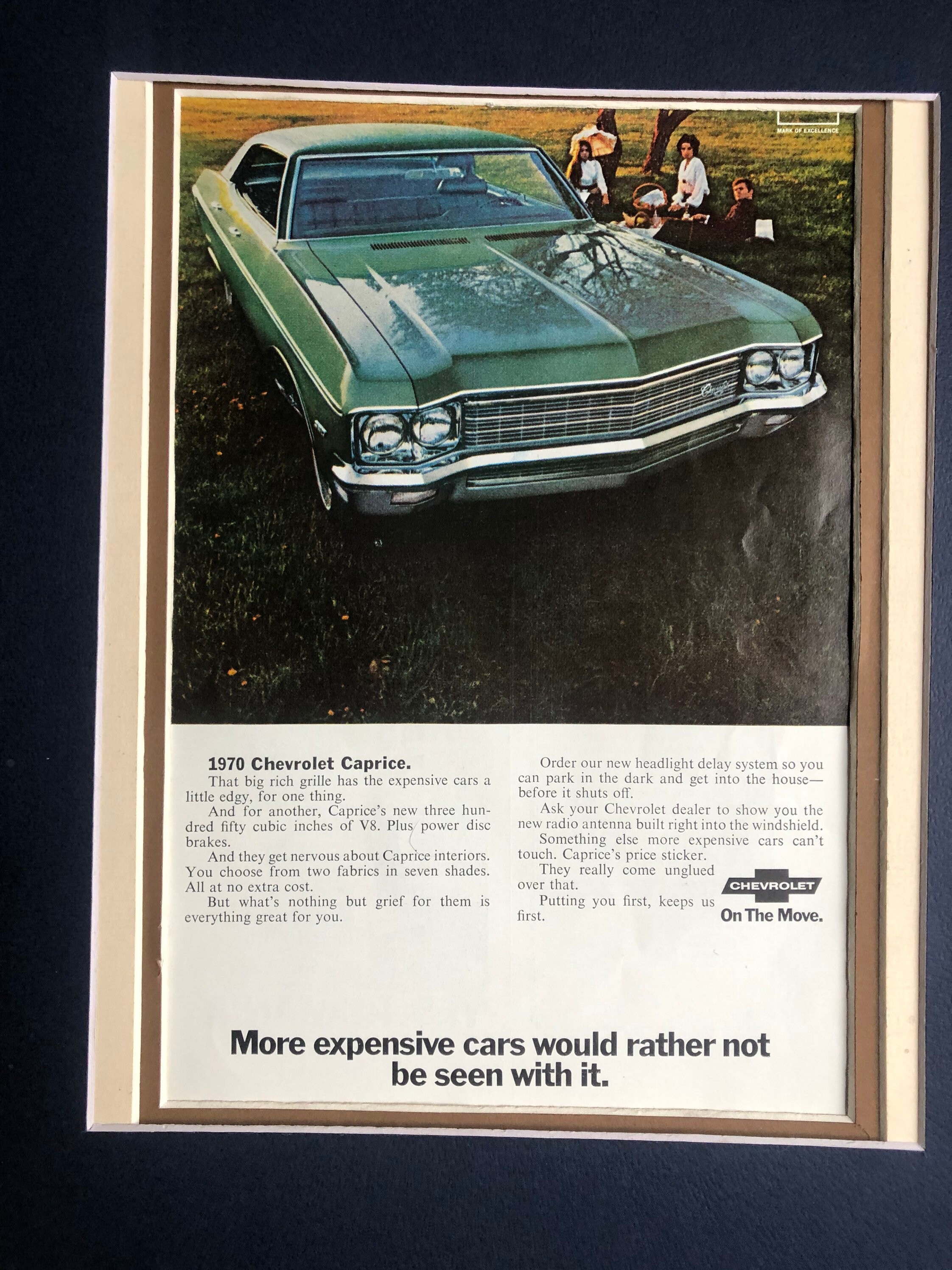 1970's Chevy Caprice print advertisement "More expensive cars would rather not be seen with it"