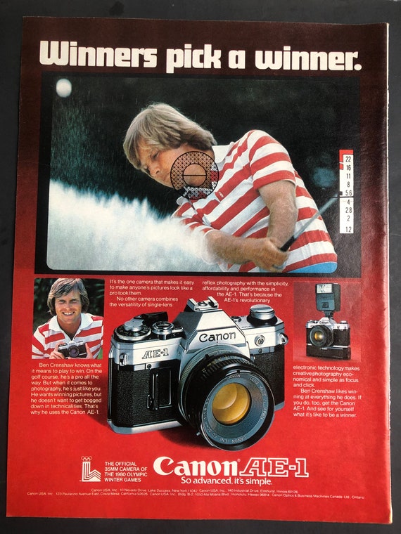 1970's Canon AE-1 Ben Crenshaw Advertisement - Etsy