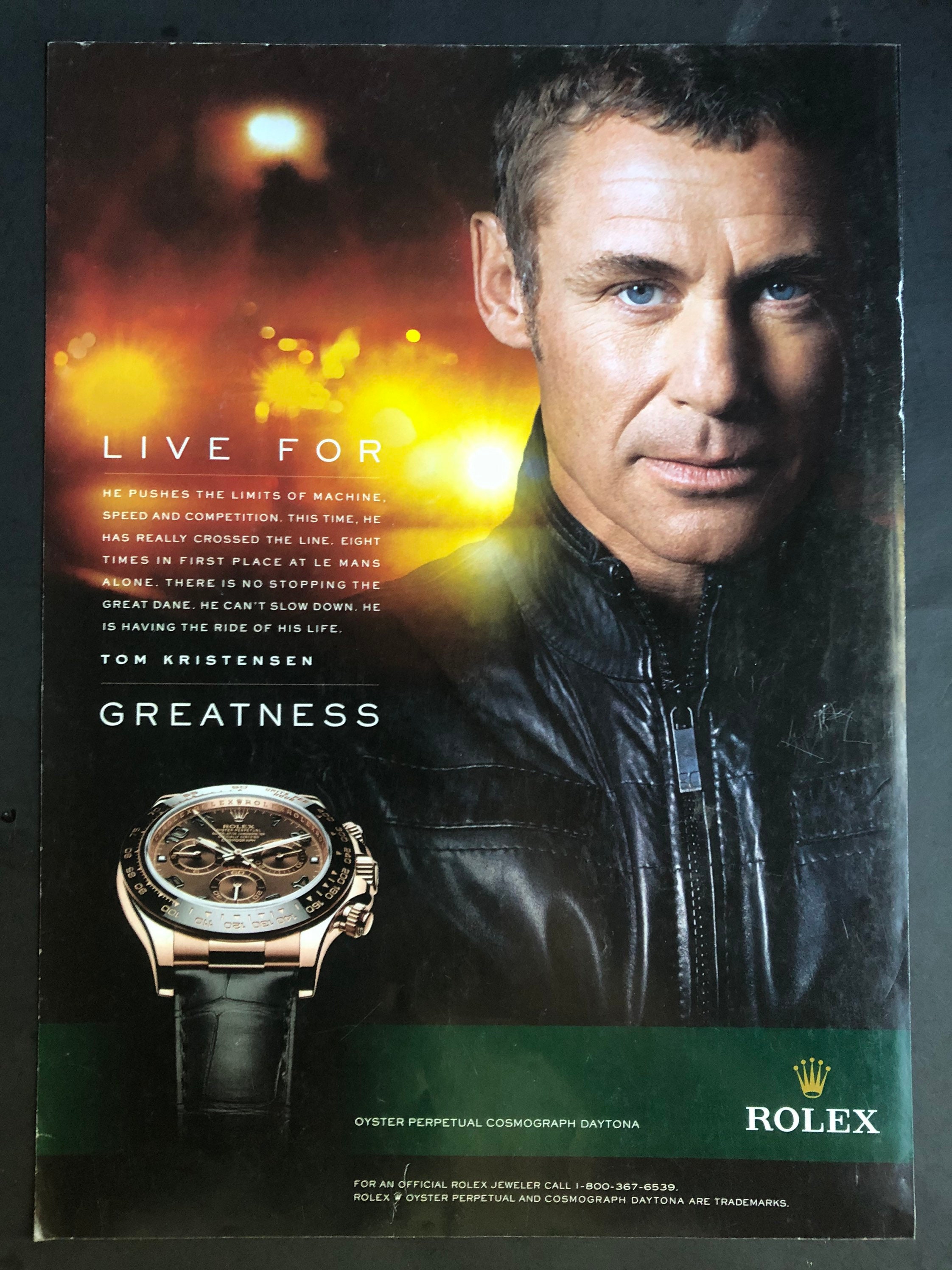 2000's Rolex Tom Kristensen Watch Advertisement - Etsy