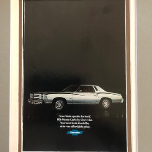 1970's Chevy Monte Carlo Print Advertisement