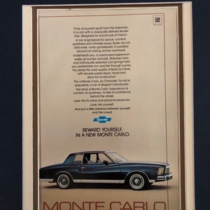 1970's Chevy Monte Carlo print advertisement "Reward yourself in a new Monte Carlo"