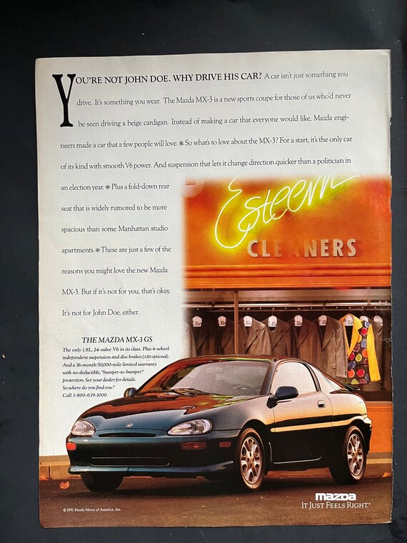 1990's Mazda MX-3 GS Advertisement - Etsy