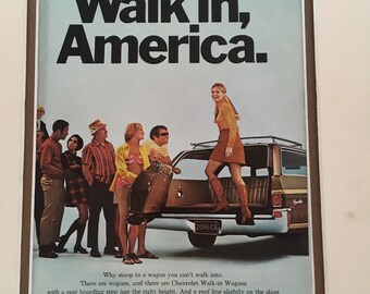 1970'S Chevy Walk-in Wagons Print advertisement " Walk in, America"