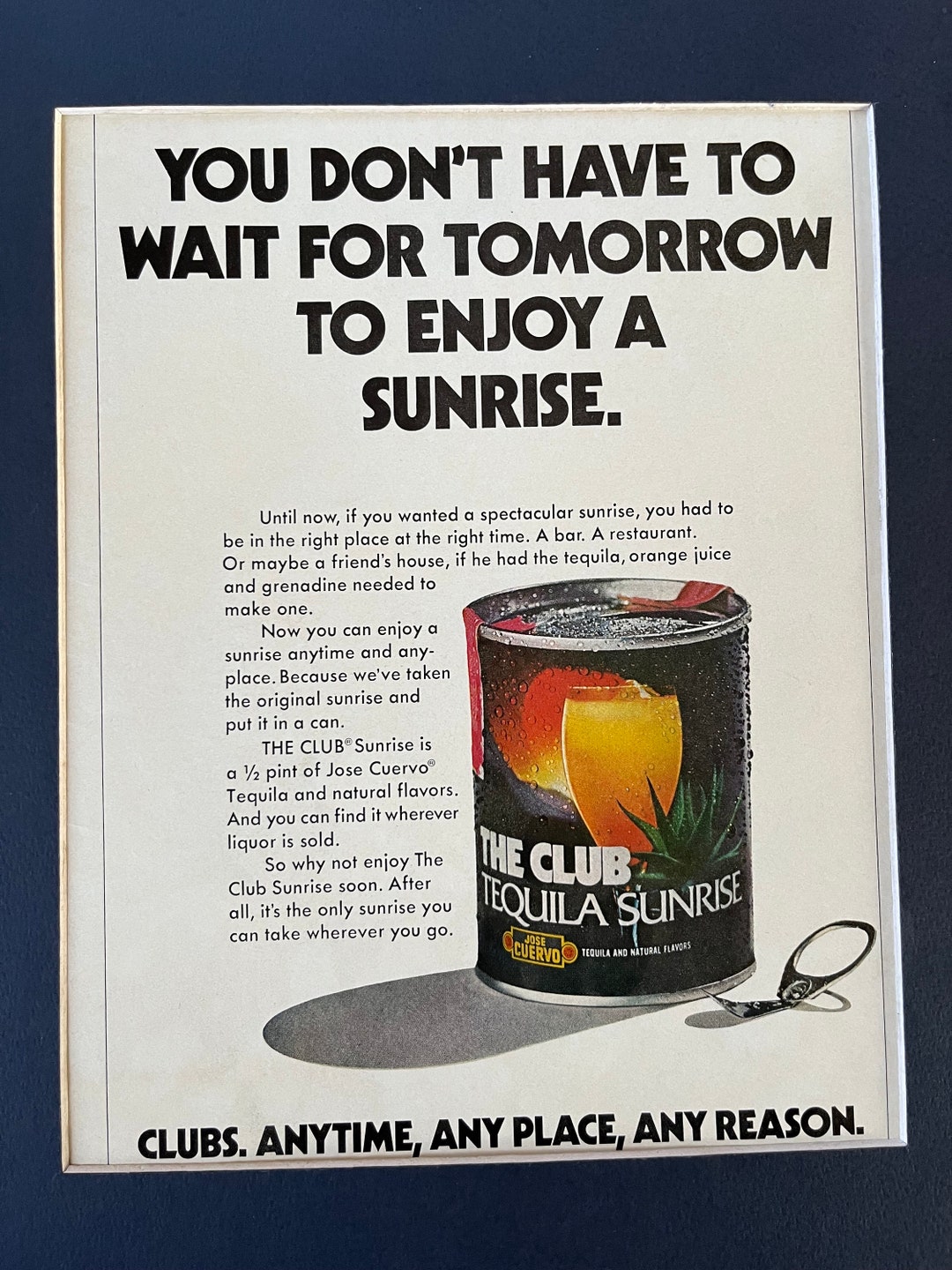 1970's Jose Cuervo the Club Tequila Sunrise Print Etsy