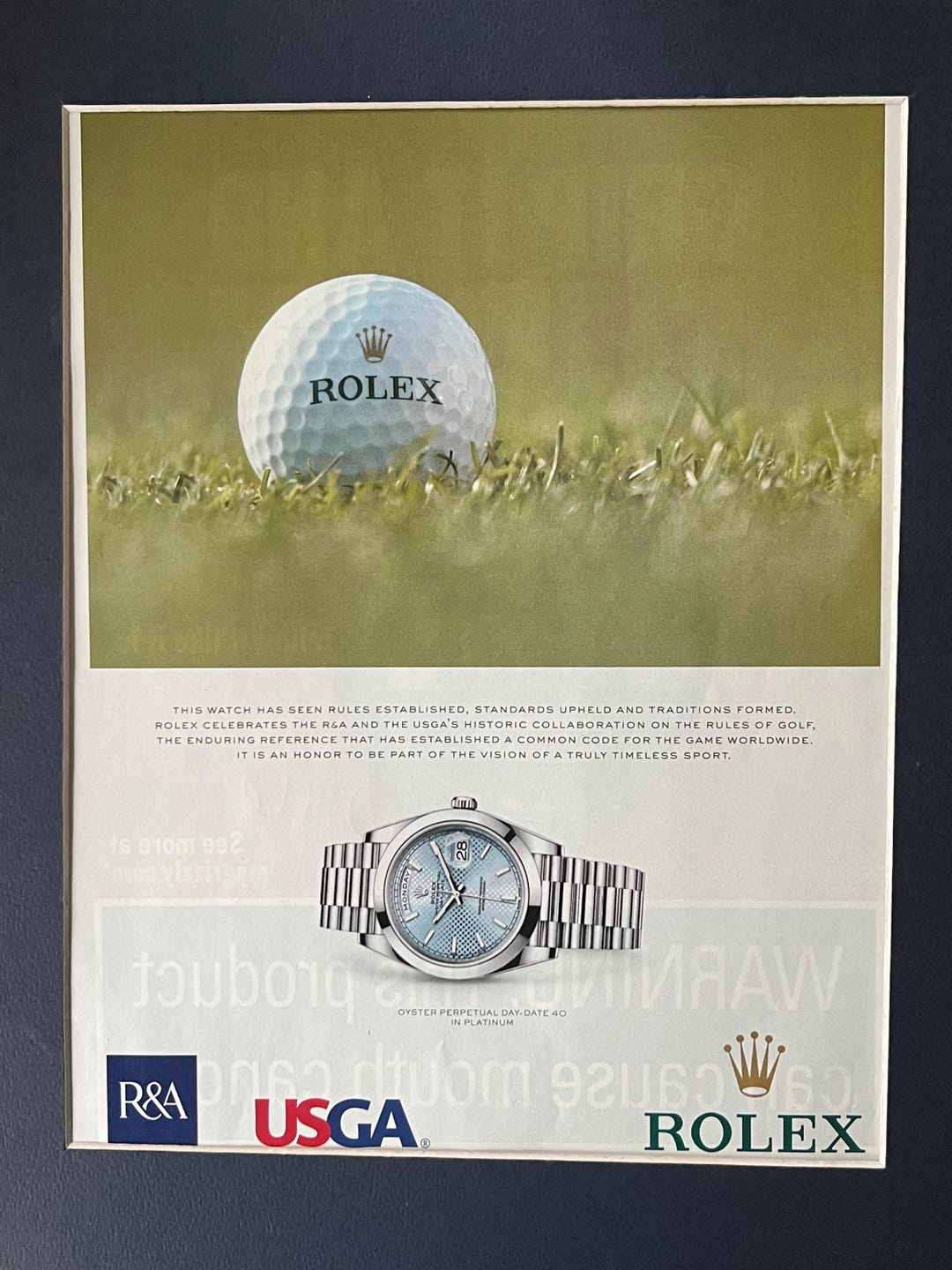 2000 US Open Rolex Watch Advertisement 