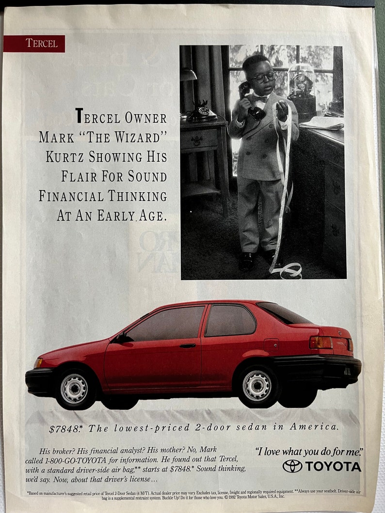 Static Trecel 1990's Toyota Tercel Advertisement - Etsy