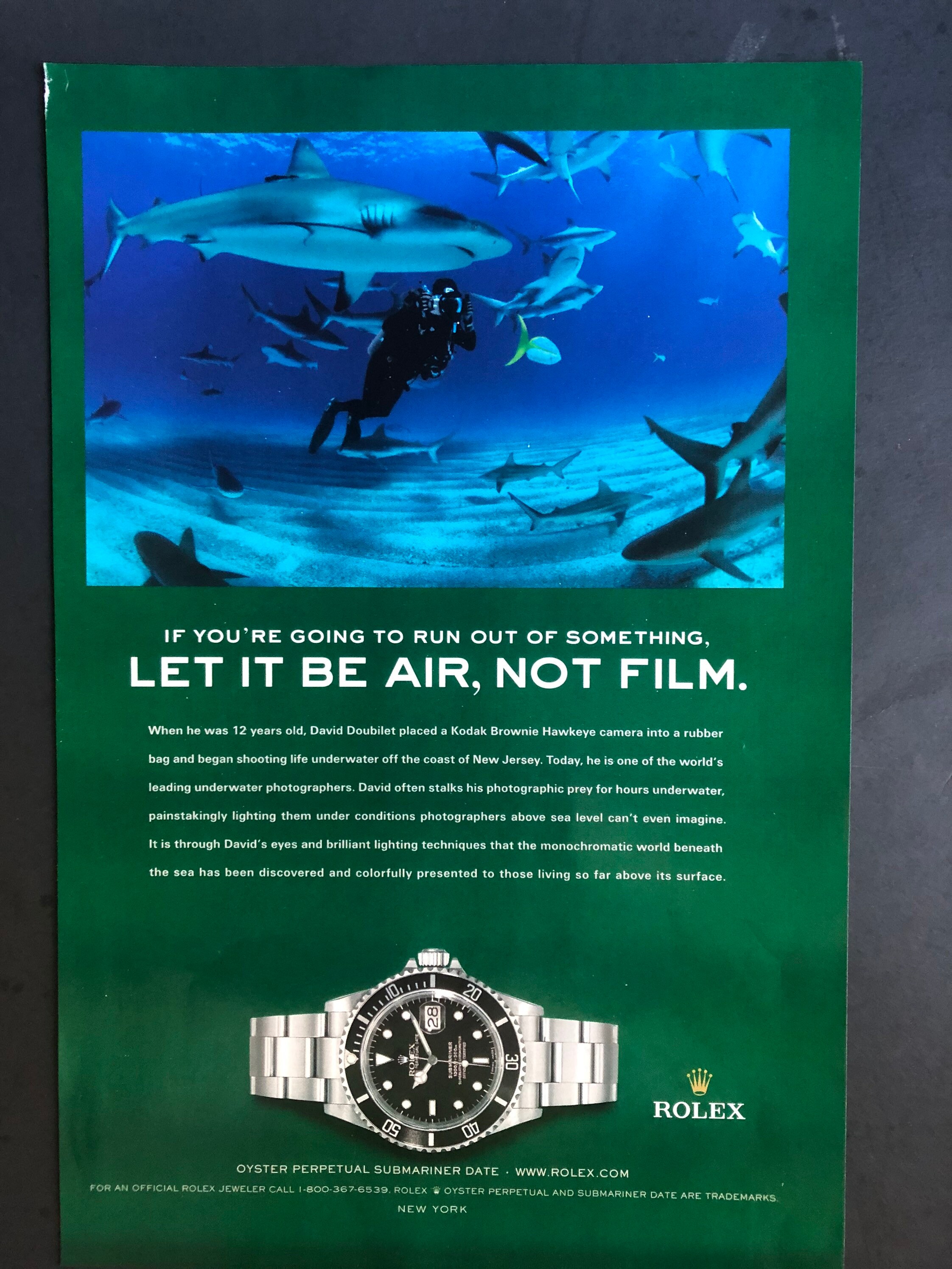 2000 s Rolex David Doubilet Watch Advertisement
