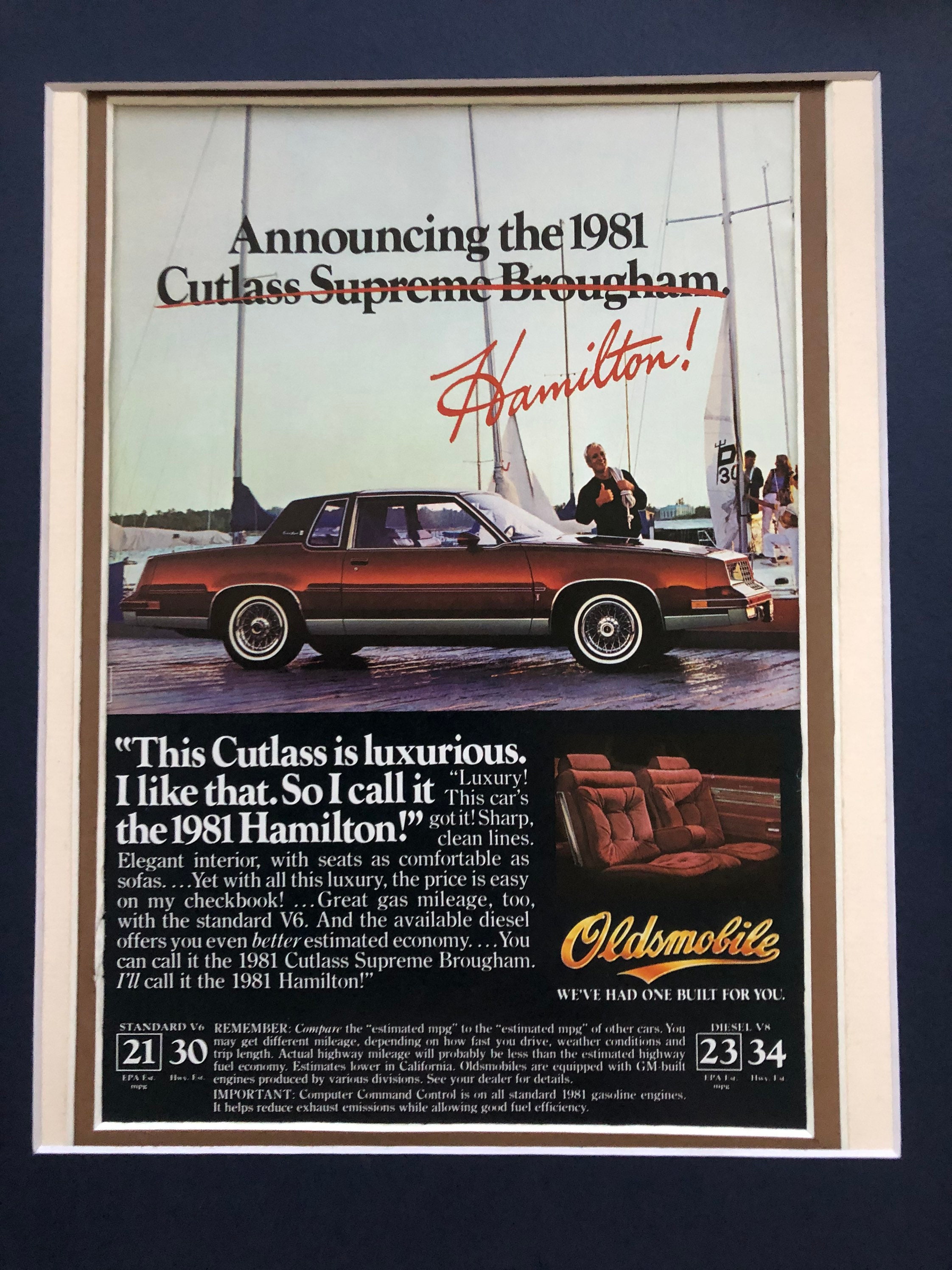 1980's Oldsmobile Cutlass Advertisement "1981 Hamilton"