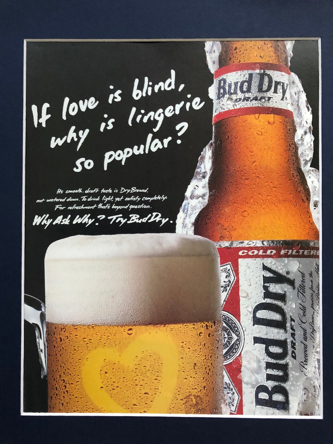 1990 Bud Dry Publicité Si lamour est aveugle pourquoi la Etsy France