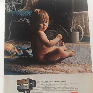 1970&#39;s GAF XL-128 Super 8 Movie Camera - Jennifer Jervis print advertisement