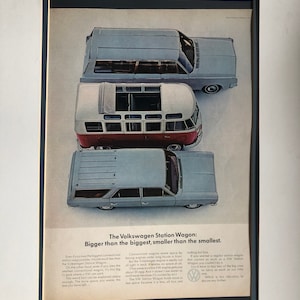1960&#39;s 11 x 14 Volkswagen Advertisement &quot;The Volkswagen Station Wagon&quot;