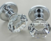 Diamond Crystal Faceted Clear Glass Mortice Door Knobs by G Decor 1523