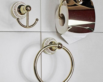 G Decor Brass Bathroom Accessories - Towel Ring Holder, Toilet Roll Holder, Towel Robe Hook