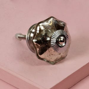 Glass Arlo Silver Chrome Mercury Flower Drawer Pulls, Cabinet Knobs, Kitchen Hardware