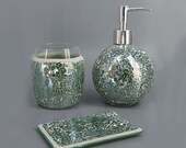 G Decor Set Of 3 Pieces Corfu Mosaic Emerald Bathroom Set