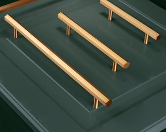 G Decor Belgravia Solid Brass Hexagonal Architectural Bar Pull Handle In Satin Brass Finish