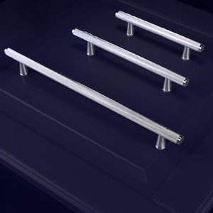 G Decor Chelsea Solid Brass Diamond-Knurled Architectural Bar Pull Handle In Polished Chrome Finish