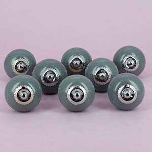 G Decor Set of 8 Crackle Dark Grey Ceramic Door Pull Knobs