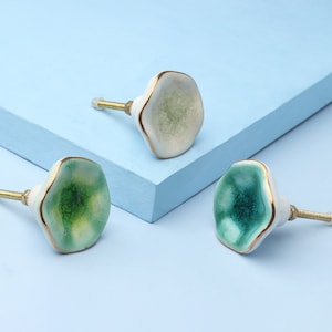 G Decor Tiffity Handmade Ceramic Door Knob Handpainted Cupboard, Drawer & Door Handle