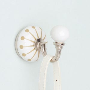 G Decor Cambridge Handcrafted Studio Wall Hook Ceramic Starburst Motif & Chrome Finish