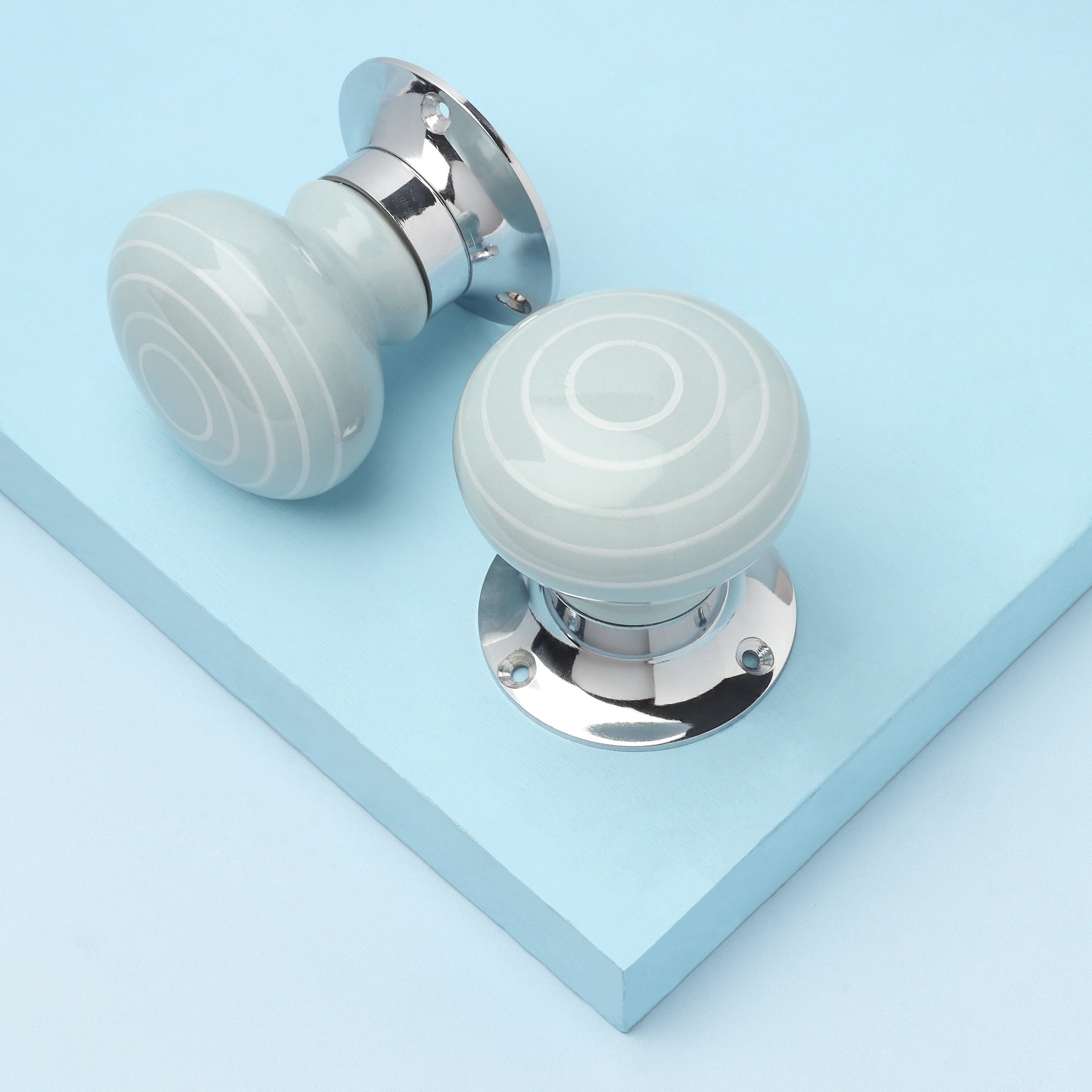 White Striped on Grey Mortice Door Knobs Set for Room Doors Etsy UK