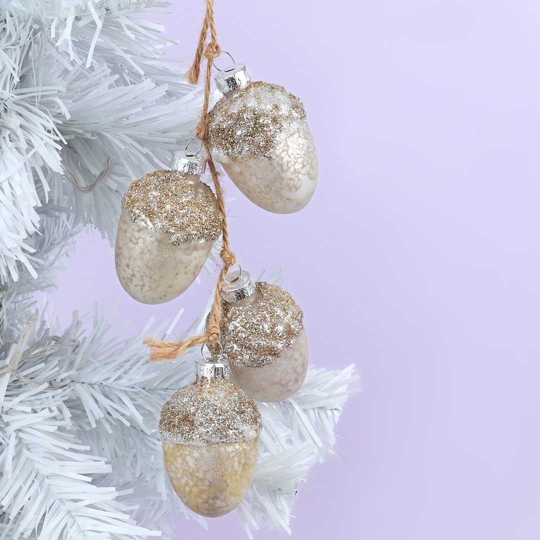 12 plettri glitterati per albero di Natale con foglie e foglie, ornamento glitterato con ramoscello floreale, steli artificiali per ghirlanda, ghirlanda, vaso riempitivo