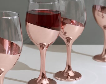 G Decor Set med 4 Sephora tvåfärgade roséguldvinglas med elegant metallisk finish
