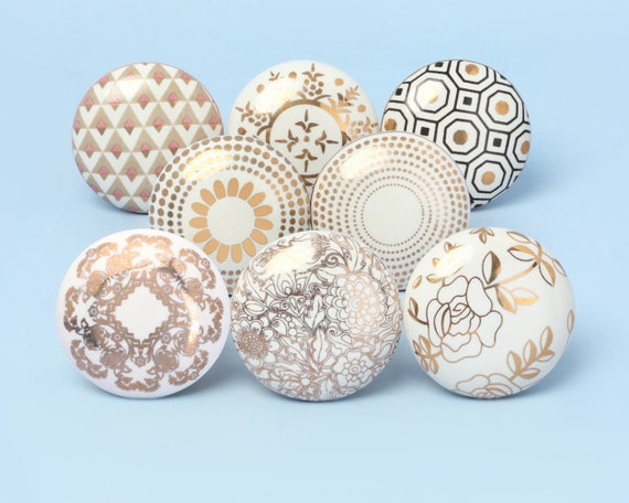 Maniglie Armadio Decorative Pomelli Per Mobili In Ceramica Serie Gold Brik Design Floreale Per Armadi K 467403