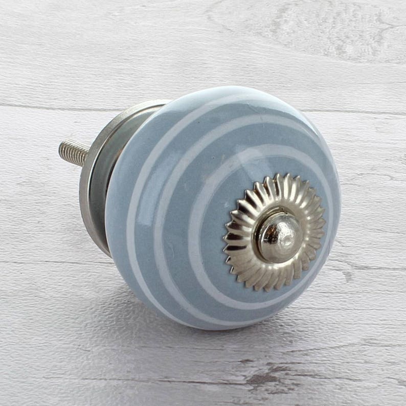 G Decor Grey & White Ceramic Door Knobs Cupboard Drawer Door Handles image 3