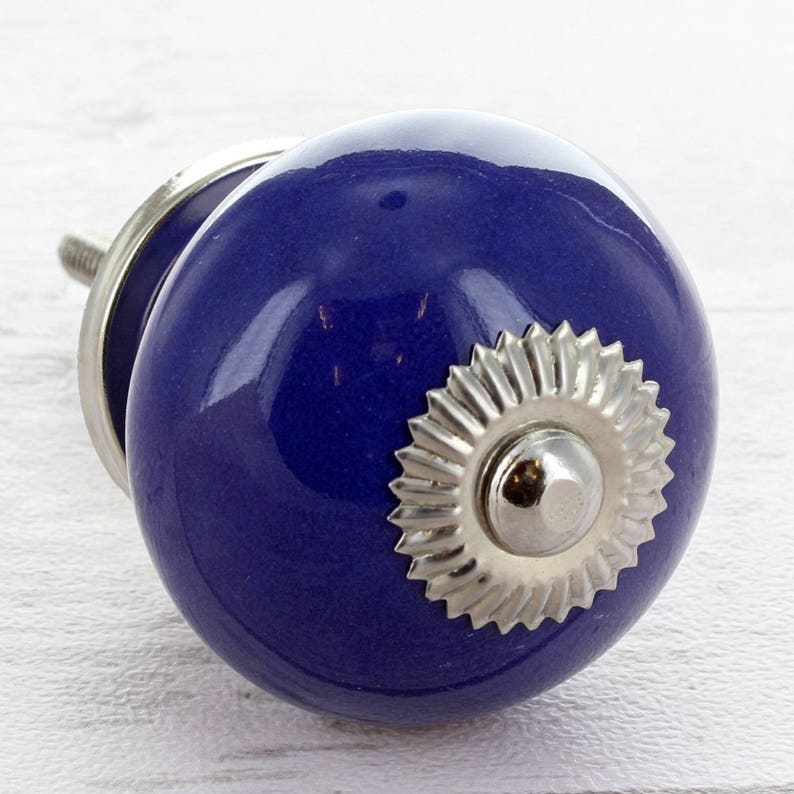 Dark Blue & White Ceramic Door Knobs Cupboard Drawer Door Etsy UK