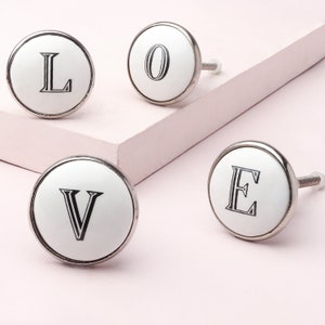 G Decor Alphabet Monogram White Ceramic Door Knob, Handle