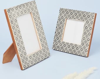 G Decor Boho Black Floral Handcrafted Photo Frame Rustic Picture Display