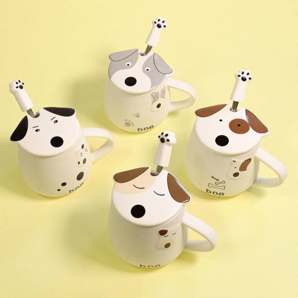 G Decor Dog Ceramic Coffee Tea Mug With Matching Lid