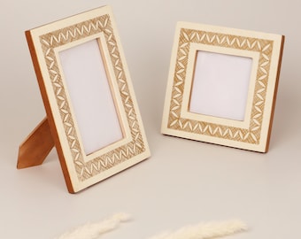 Picture Frames, Navajo Handcrafted Geometric Pattern Photo Frame, Freestanding Picture Display - G Decor