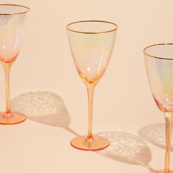 Textured Stemmed Stylish and Unique Wine Glasses Blue Set of 6, Cocktail  Glasses