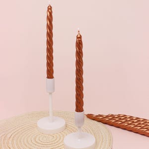 G Decor Coraline Terracina Set of 2, 10 or 20 Copper Bronze Twisted Dinner & Taper Candles